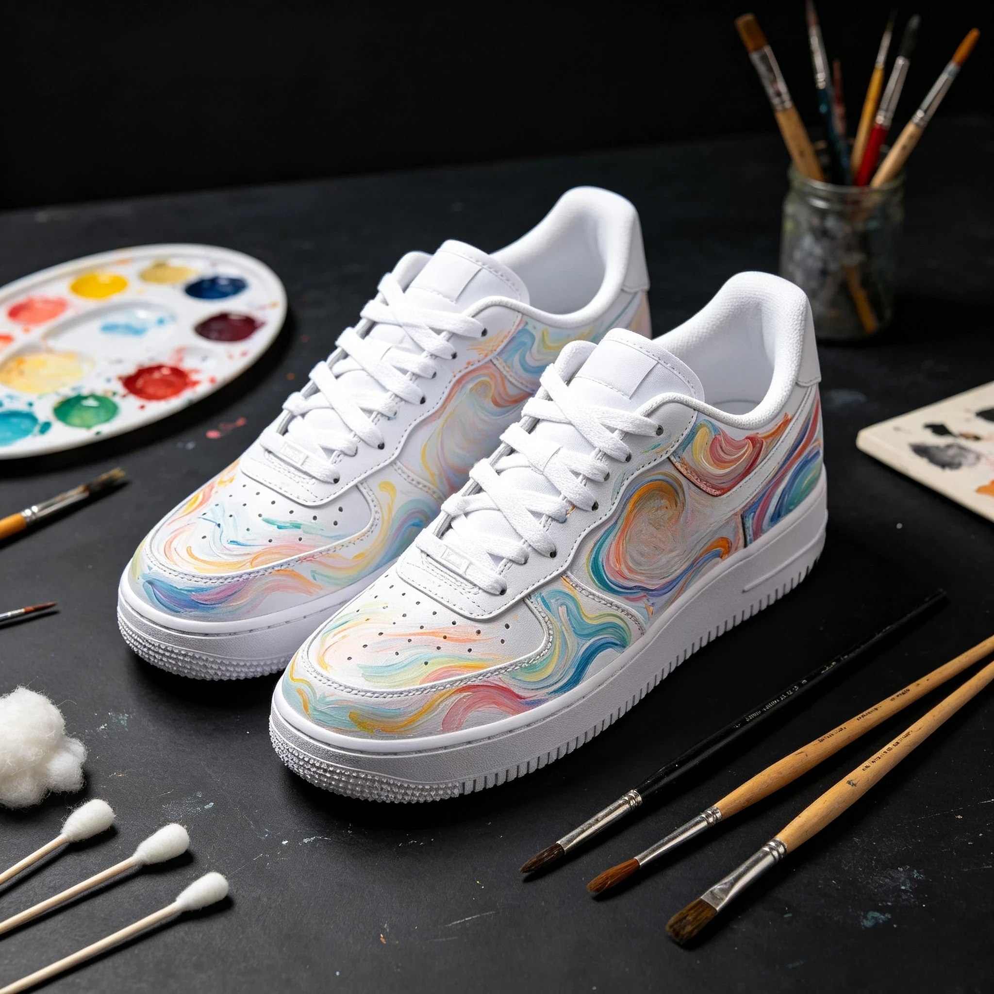 Custom hand-painted service for basic sneaker models